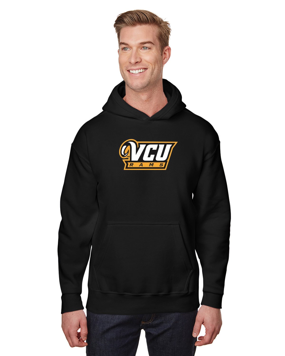 Men's Colosseum Black VCU Rams Arch & Logo 3.0 Full-Zip Hoodie